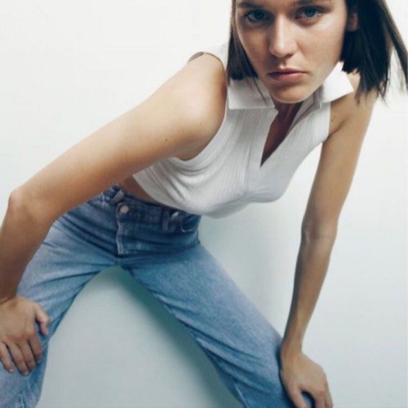 ZARA - Ribbed Polo Crop Top - Picture 5 of 7